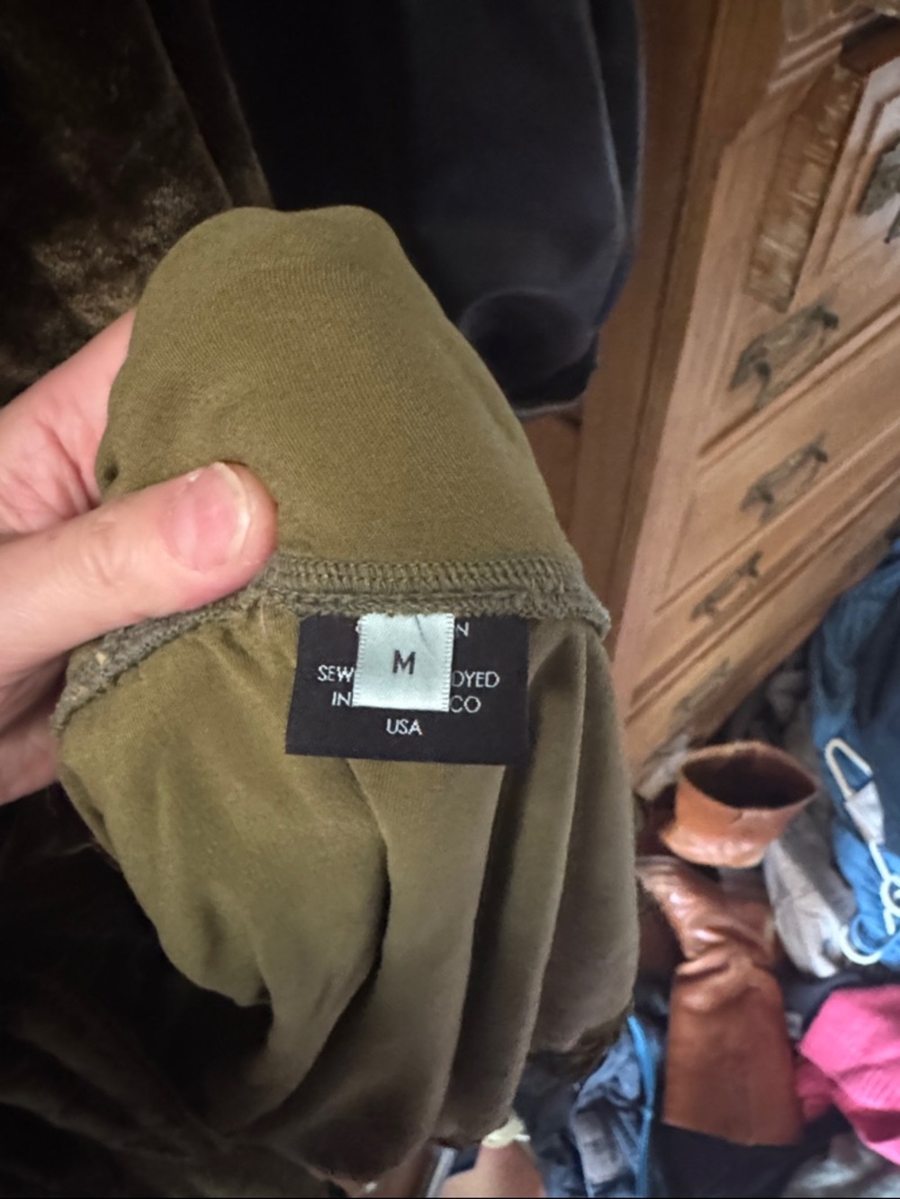 Velvet Tie-Waist Robe in Olive Green - Women Intimates & Sleepwear - Picture 3 of 4